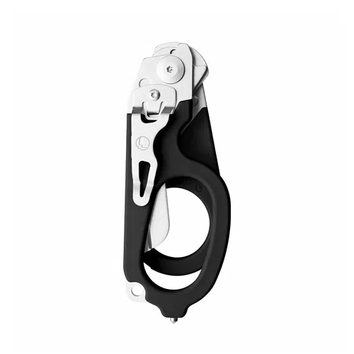 Las Tijeras Raptor Rescue Leatherman 831742 son una multiherramienta compacta equipada con una hoja plegable, tijeras y un mango negro que incluye un anillo para un mejor agarre.