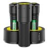 El cargador de batería negro y amarillo de la linterna recargable Led Lenser I7DR 220lm, que incluye múltiples ranuras, actualmente admite varias baterías recargables.