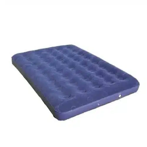 Presentamos el colchón inflable Safari King Size n.° 20256-5: un colchón inflable azul tamaño king con una superficie elevada y texturizada. Este colchón rectangular con bordes redondeados parece parcialmente inflado e incluye una válvula de aire incorporada en el costado para inflarlo y desinflarlo fácilmente, ideal para su próxima aventura de safari.