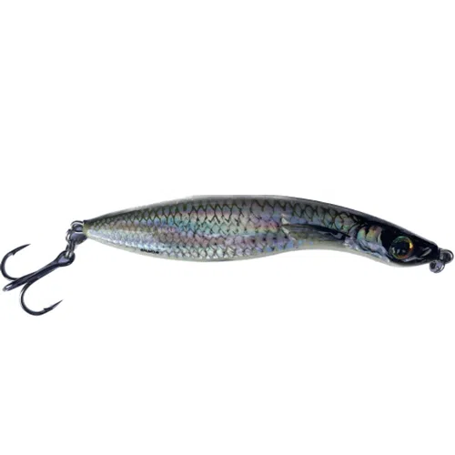El Señuelo Salmo Wave Hbl 9,0 Cm es un señuelo de pesca realista diseñado para imitar un pez esbelto. Cuenta con un patrón detallado y escamoso acentuado con tonos iridiscentes de verde y plata. Un anzuelo triple está asegurado en su extremo de la cola, mientras que los ojos realistas se colocan cerca del frente para mayor autenticidad.