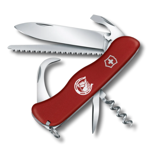 Cortapluma Victorinox Equitador con herramientas desplegadas y limpia herraduras