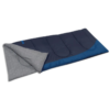 Explora el Saco De Dormir Tempo Azul Oscuro de Doite, que cuenta con un diseño rectangular con una superficie exterior en azul oscuro y azul marino. El interior es de un gris claro con pequeños patrones y la capa superior está parcialmente doblada hacia atrás para mostrar su acogedor forro.