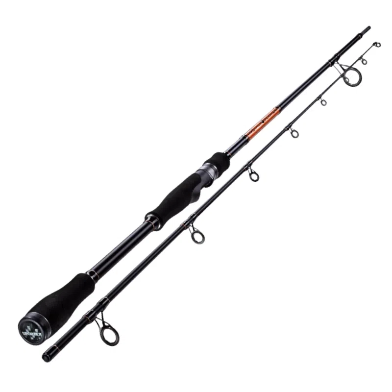 La caña de pescar Caña Sportex Black Pearl BR3014 3,00MT cuenta con múltiples guías de línea circulares, un mango de espuma y un portacarrete plateado. Este modelo está diseñado en dos segmentos que se alinean perfectamente uno junto al otro, lo que muestra su elegante diseño.