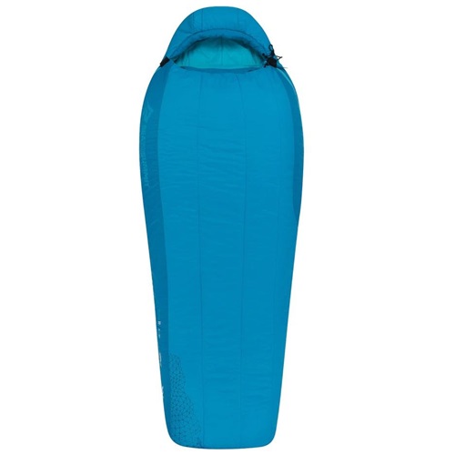 El saco de dormir sintético Sea To Summit Venture VnI Women's R 0°C, en un hermoso color azul, es ideal para acampar al aire libre. Su cómoda capucha y diseño cónico brindan calidez y comodidad, lo que hace de este saco de dormir un compañero esencial para todo aventurero.