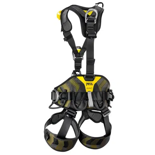 El arnés de seguridad Petzl Avao Bod Fast Europeo de Arnés Industrial es un arnés de seguridad de color negro y amarillo ideal para actividades de escalada o trabajos en altura. Cuenta con perneras ajustables, correas de cintura y hombros acolchadas y múltiples puntos de enganche de material, lo que lo hace ideal para uso industrial en entornos europeos.