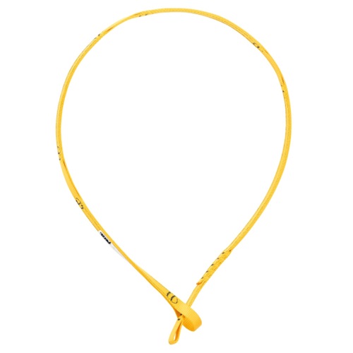 Imagen que muestra una brida de seguridad ajustable de color amarillo, que se utiliza habitualmente para agrupar cables, asegurar objetos o proporcionar un sellado a prueba de manipulaciones. El producto funciona de manera similar a la Cinta para Salvarramas Petzl Naja, ya que cuenta con un lazo con un mecanismo de bloqueo que se puede apretar pero no aflojar fácilmente.