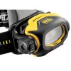 Primer plano de la Linterna Frontal Petzl Pixa 1 amarilla y negra con una potencia de 60 lúmenes, correa ajustable e interruptor de encendido/apagado en el lateral. El logotipo de la marca y el nombre del modelo "Pixa 1" aparecen de forma destacada en la parte frontal.