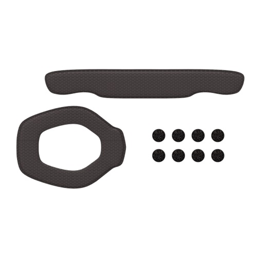 Almohadillas de recambio Petzl Absorbentes, que incluyen una almohadilla de espuma de repuesto negra y almohadillas circulares para un casco de realidad virtual, diseñadas para brindar comodidad y amortiguación al rostro del usuario. El conjunto incluye una almohadilla para la frente rectangular, una almohadilla para la cara de forma ovalada y ocho almohadillas circulares pequeñas.