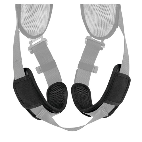 El arnés de seguridad Petzl Arnés Newton, de color negro y con tirantes de malla ajustables, ofrece un confort y una sujeción óptimos. La imagen muestra el producto sobre un fondo blanco liso.