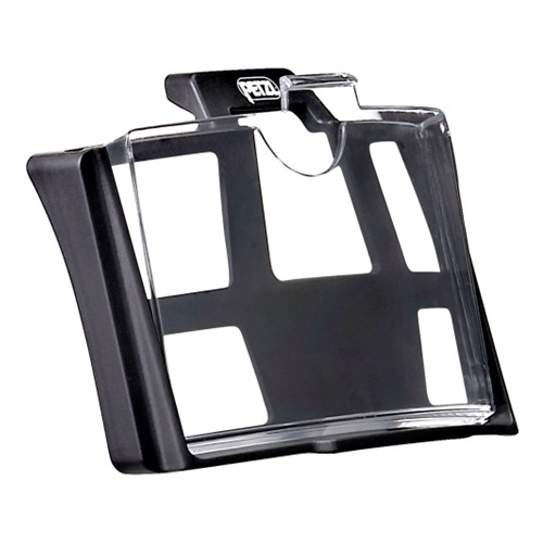 El Porta ID Petzl Cascos Vertex y Strato es un accesorio de protección facial transparente y negro diseñado para montarse en los cascos Petzl Vertex o Strato, lo que proporciona protección adicional. La parte transparente cubre el área de la cara, mientras que la sección negra incluye ganchos o clips para una fácil fijación.