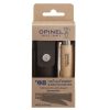 El Set Cuchillo Opinel N°8 + Funda se entrega en una caja e incluye una navaja plegable con mango de madera y una funda de cuero. El embalaje lleva la etiqueta «OPINEL Savoie France» y ofrece información sobre el producto tanto en francés como en inglés.