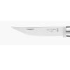 El primer plano resalta la elegante y brillante hoja del Cuchillo Opinel Slim Afilado de Haya, elegantemente grabada con "Opinel Inox". Su filo afilado promete precisión y estilo.