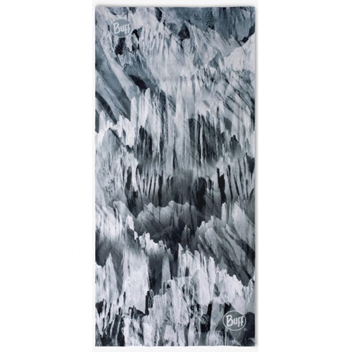 La bandana Buff Original EcoStretch Humly Greyg presenta un patrón abstracto monocromático con texturas irregulares similares al hielo en tonos de negro, gris y blanco. Esta pieza versátil se puede usar como bandana o como accesorio para cualquier ocasión.