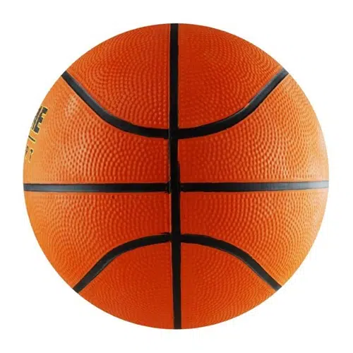 Una vista de cerca de un Balón de Básquetbol Uk Time Sport BRX5 N°5 resalta su superficie texturizada y sus distintivas líneas negras.