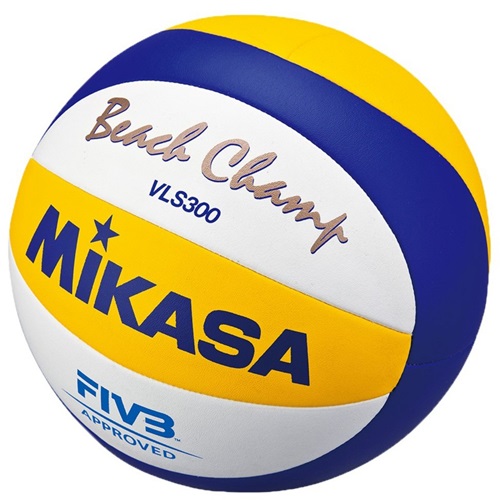 El Balón Playa Voleibol Oficial MIKASA VLS300, con sus paneles azules, amarillos y blancos y la designación "FIVB Approved", ofrece la combinación perfecta de calidad y rendimiento para una experiencia de juego excepcional.