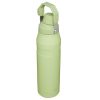 La Botella Térmica Stanley Fast Flow 1L presenta un diseño elegante y cilíndrico con acabado mate, y es ideal para mantener la temperatura de tus bebidas. Viene equipada con una tapa y un asa de seguridad en un color verde claro que realza su funcionalidad como botella de agua aislada.