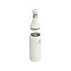 Botella térmica Stanley All Day Slim de 355 ml en color crema, con diseño delgado, construcción de acero inoxidable y doble apertura para fácil llenado y consumo. Ideal para mantener las bebidas frías durante horas.