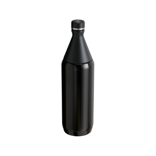 Botella Térmica Stanley All Day Slim de 1 litro en color negro, diseño delgado y elegante con tapa superior a prueba de fugas.