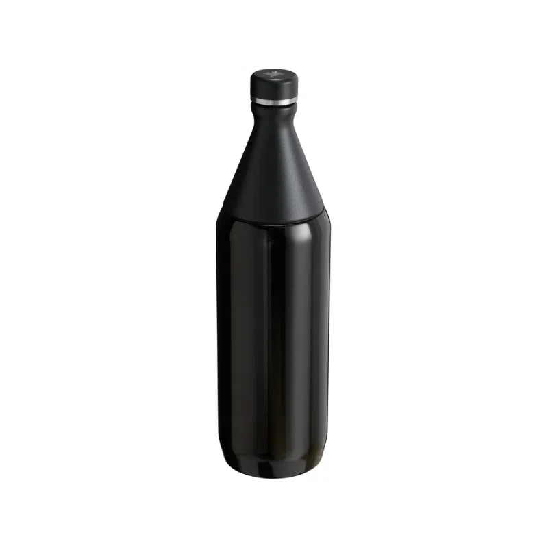 Botella Térmica Stanley All Day Slim de 1 litro en color negro, diseño delgado y elegante con tapa superior a prueba de fugas.