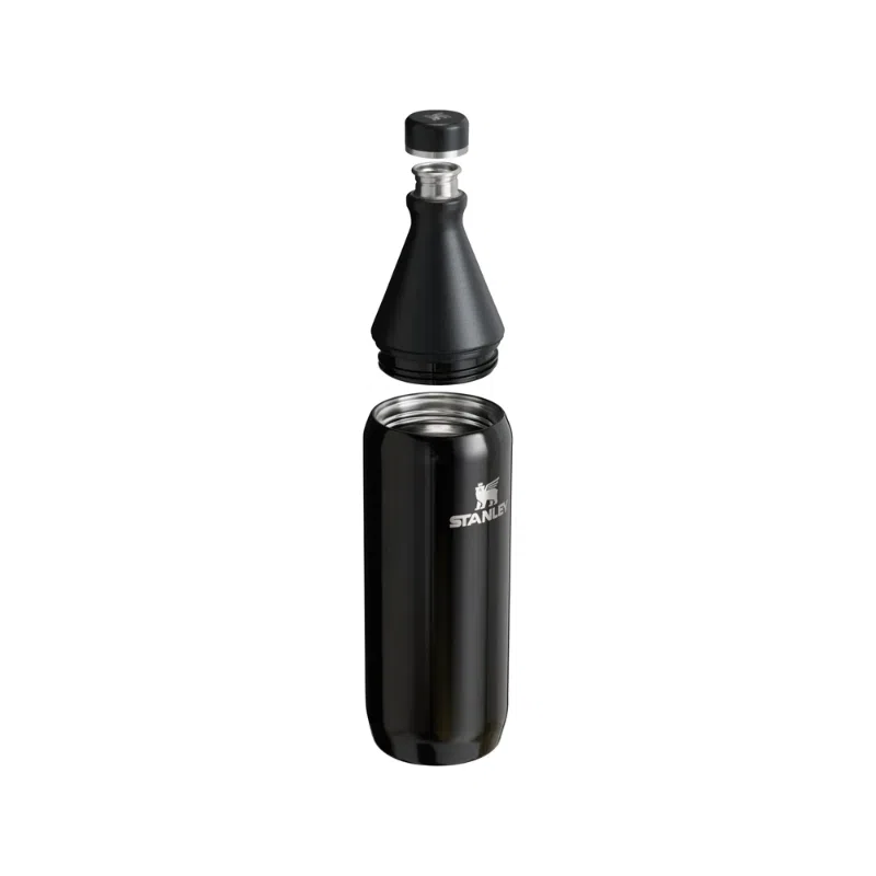 Botella Térmica Stanley All Day Slim de 1 litro en color negro, con tapa desmontable para mayor apertura y diseño elegante, ideal para mantener bebidas frías o calientes durante horas.