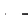 La caña de pescar Shimano Talavera Type J está diseñada con un mango negro y un perfil moderno y esbelto. Incluye ojales para guiar la línea, ideales para pescadores dedicados. Ubicada horizontalmente sobre un fondo blanco simple, esta caña resalta su ingeniería sofisticada y su diseño elegante.