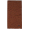 Bandana Buff Merino Lightweight Multistripes es un pañuelo de tela rectangular de color marrón óxido con un sutil logotipo bordado en la esquina inferior.