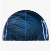 Vista posterior del Jockey Buff Pack Cycle Lenir en color Night Blue con diseño gráfico, mostrando su ajuste elástico y fabricación en materiales reciclados, ideal para ciclistas.