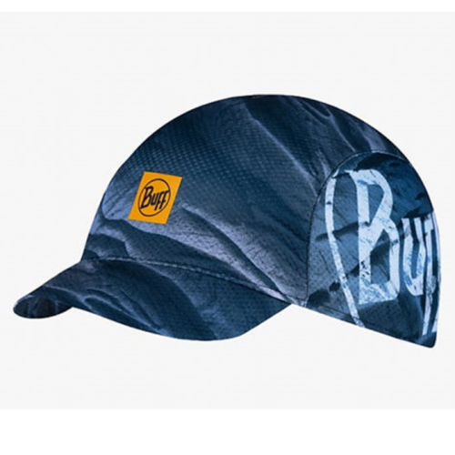 Jockey Buff Pack Cycle Lenir en color Night Blue con un diseño gráfico y logo Buff, ideal para ciclistas por su ligereza y capacidad de plegado, fabricado con materiales reciclados.