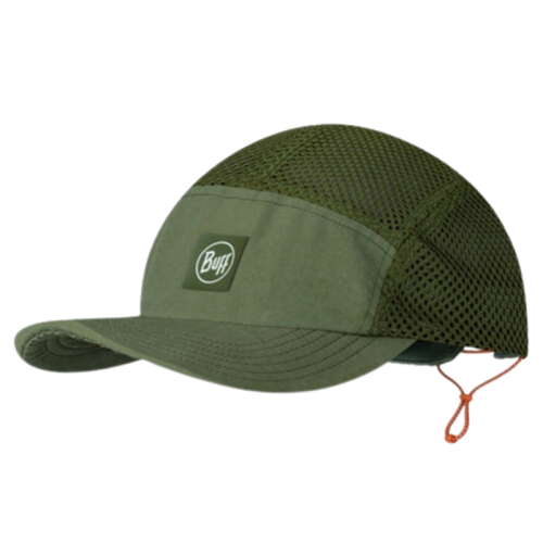 Jockey Buff 5 Panel Air Saret en color military, con diseño ligero y transpirable, ideal para climas cálidos.