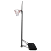 El Aro Básquetbol Uk Time Sport con Pedestal Profesional S021F cuenta con un borde rojo y una red blanca unida a un poste negro para mayor estabilidad. Su base rectangular, diseñada para uso en exteriores, garantiza su firmeza. Este modelo es ideal para los amantes del deporte y se presenta sobre un fondo blanco.