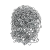 Un montón de cadenas brillantes de la colección Red Básquetbol Uk Time Sport Metálica se enrolla y enreda en una pila compacta sobre un fondo blanco liso. Estas cadenas metálicas plateadas tienen una superficie suave y reflectante, lo que crea una masa densa y caótica que recuerda a la red de un aro de baloncesto rojo.