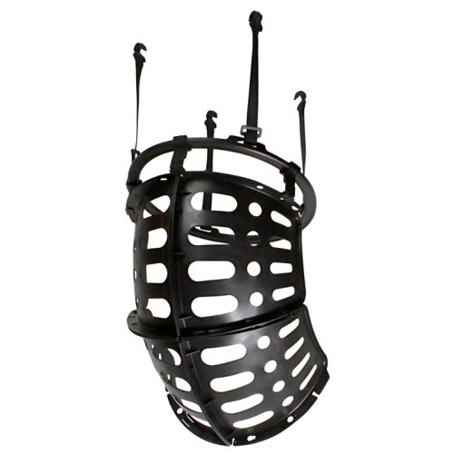 El casco Uk Time Sport Ball Return combina un diseño de estilo medieval en forma de jaula de hierro negro con características que recuerdan a los equipos deportivos, caracterizados por ranuras horizontales y verticales. Su cara abierta y sus correas brindan un aspecto histórico y desgastado similar al equipo utilizado en los deportes tradicionales del Reino Unido.