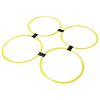 Set 12 Aros de Velocidad Train, compuesto por un conjunto de 12 aros de agilidad en formación de escalera con conectores negros, perfectos para el entrenamiento de velocidad. Los aros de color amarillo brillante contrastan maravillosamente con el fondo blanco, lo que garantiza pasos precisos y visibles durante cualquier sesión de entrenamiento.