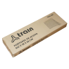 La caja de cartón rectangular “Arco Fútbol Train 122x91x61 cm” incluye la leyenda “Portería de Acero 122 x 91 x 61 cm”, sugiriendo una portería o estructura de red de acero en su interior con una pequeña imagen de una red en el embalaje.