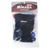 La rodillera Mikasa en color negro, conocida como "Rodilleras Voleibol MIKASA Profesional Junior", se presenta en una bolsa de plástico transparente. El empaque enfatiza su propiedad antimicrobiana y sugiere "Probarla".