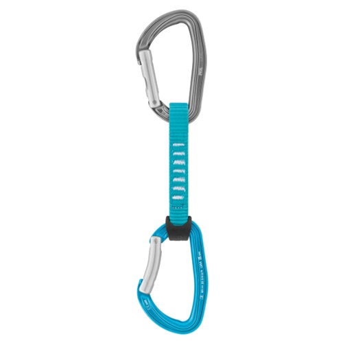 La Cinta Express Petzl Djinn Axess es una cinta exprés de escalada azul y gris que cuenta con dos mosquetones conectados mediante una cinta azul duradera. El mosquetón superior es gris, mientras que el inferior es azul, lo que proporciona un rendimiento confiable en cada escalada.