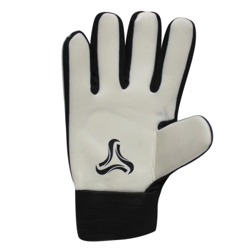 Presentamos los "Guantes de Arquero Ares (Infantil) Train": un elegante guante de arquero blanco con detalles negros y un logotipo centrado en la palma. Diseñado para atletas jóvenes, cuenta con cuatro dedos, un pulgar y una muñequera negra segura en la base, perfecto para sesiones de entrenamiento.