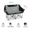 Presentamos la Silla Plegable Doble Kano Colico, una silla plegable de dos plazas que cuenta con un respaldo acolchado y prácticos portavasos. Con unas dimensiones de 105 cm de ancho y 58 cm de profundidad, está fabricada con acero resistente y tela Oxford. Esta silla soporta hasta 200 kg y pesa tan solo 6,6 kg, lo que la hace perfecta para que dos personas se sienten cómodamente.