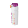 La botella Stanley AeroLight Flip Straw de 710 ml es una botella de agua con aislamiento de color blanco que incluye una tapa violeta con un botón naranja. El nombre "STANLEY" se muestra con estilo en un degradado de arcoíris a lo largo del costado, lo que realza su pajita abatible diseñada para beber cómodamente mientras se está en movimiento.