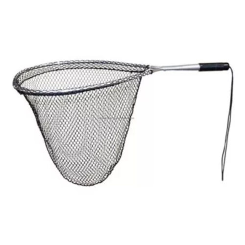 La red de pesca Chinguillo Chous LN9F Botero 23-41x56cm tiene un mango largo, una malla negra y una correa de muñeca en forma de bucle, lo que la hace liviana pero resistente para diversas actividades de pesca.