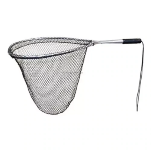 La red de pesca Chinguillo Chous LN9F Botero 23-41x56cm tiene un mango largo, una malla negra y una correa de muñeca en forma de bucle, lo que la hace liviana pero resistente para diversas actividades de pesca.