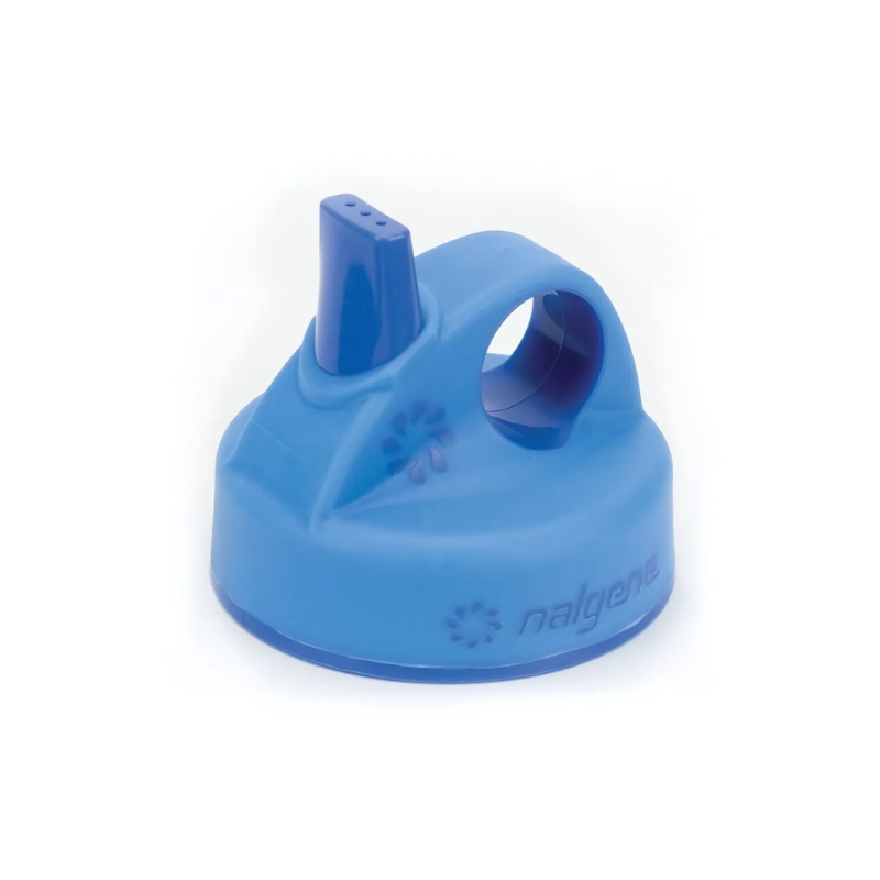 Tapón de plástico azul con pico y asa circular compatible con la cantimplora Nalgene Sustain 1L, con la marca “nalgene” en el lateral para garantizar calidad y durabilidad para tus necesidades de hidratación.