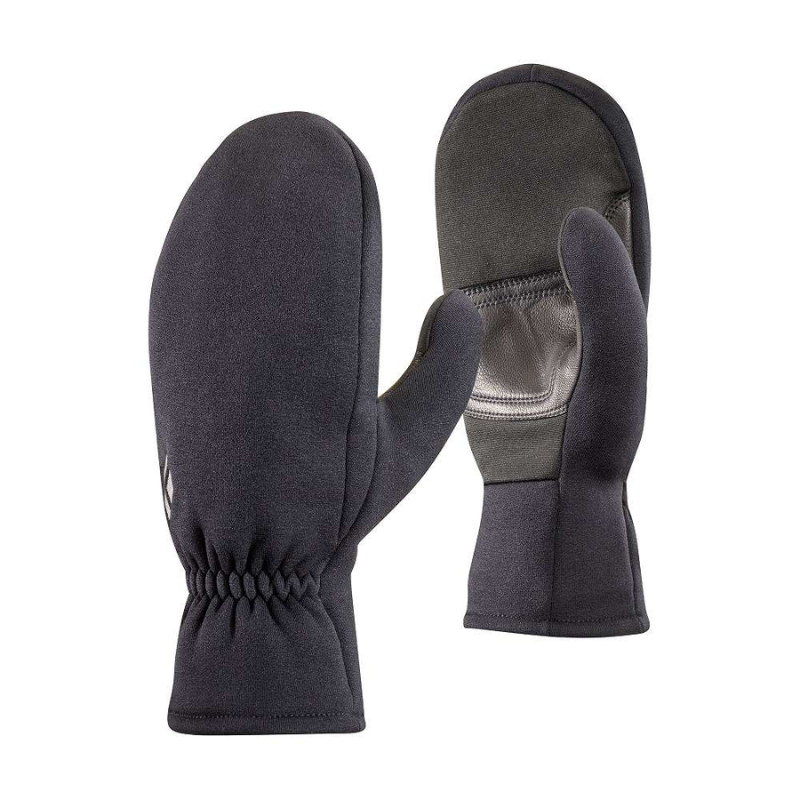 Estos cálidos mitones Black Diamond Enforcer ofrecen un agarre texturizado en la palma y puños elásticos que garantizan un ajuste perfecto. El mitón izquierdo se muestra desde el frente y el derecho desde la parte posterior. Ideal para quienes buscan estilo y calidez en condiciones exigentes.