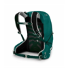 La mochila Osprey Talon 22 (copia) en color verde azulado cuenta con correas de hombro acolchadas y un panel trasero transpirable. Está equipada con correas ajustables para el pecho y la cadera para mayor sujeción, junto con presillas para sujetar el equipo, mientras que el interior visible proporciona un amplio espacio de almacenamiento.