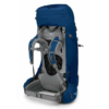 La mochila para mujer Osprey Ariel 55L es una mochila de senderismo de tamaño generoso diseñada para mujeres, con múltiples compartimentos y hebillas ajustables. Viene en azul con correas y acolchado en gris, y su panel trasero acolchado garantiza comodidad durante caminatas largas.