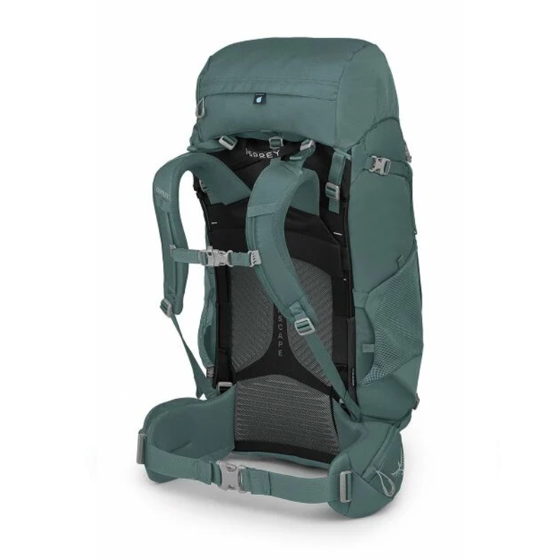 La Osprey Viva 65 es una mochila de senderismo diseñada para mujeres, con múltiples correas y un panel trasero ajustable para máxima comodidad y sujeción. Viene con bolsillos laterales y hebillas ideales para asegurar tu equipo en cualquier aventura.