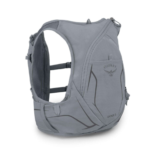 El chaleco de hidratación Osprey Dyna 15 w/Res Mujer (copia), también conocido como Gray Osprey Dyna 6, ofrece múltiples bolsillos y correas ajustables, lo que lo hace ideal para llevar lo esencial durante actividades al aire libre.