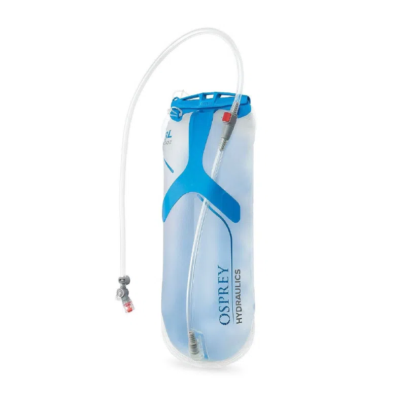 La bolsa de hidratación Osprey Hydraulics es un elegante depósito de agua que presenta un llamativo diseño en azul y blanco. Incluye un tubo flexible con una válvula de mordida para beber fácilmente, lo que proporciona la comodidad de un Soft Flask para cualquier aventura.