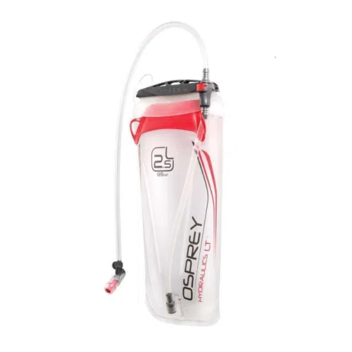 Descripción del producto: La Bolsa de Hidratación Osprey Hydraulics LT 2.5 Res es una bolsa de depósito de hidratación elegante y transparente equipada con un asa roja, válvula de mordida y tubo de bebida extendido, perfecta para sus necesidades de aventura.