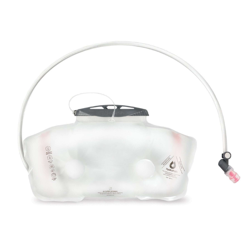 La bolsa de hidratación Osprey Hydraulics LT 2.5 Res (copia) incluye un depósito transparente con una tapa gris, una manguera larga y flexible y una práctica válvula de mordida. Con marcas de medición tenues y el logotipo de Osprey, es perfecta para aventuras al aire libre como senderismo o ciclismo.